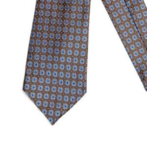 Michael Kors Geometric Tie Men’s 59.5” Brown Blue Western Preppy Classic New